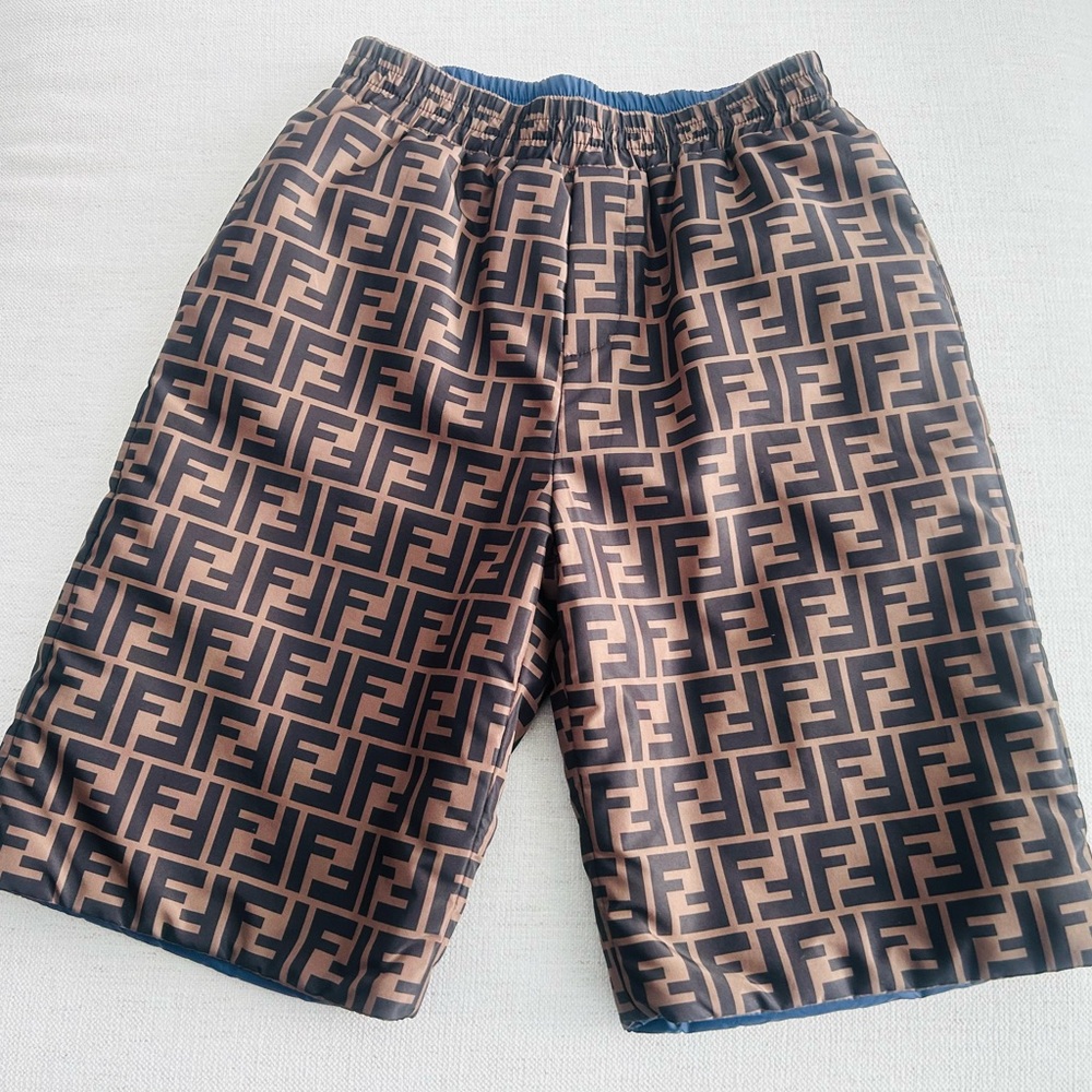 Fendi Kids Reversible Black and Brown Momogram or Navy  Shorts